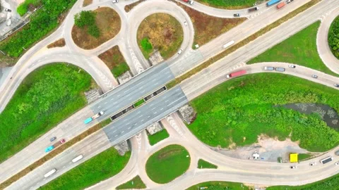 Aerial view of a dogbone interchange. Stock Footage 249728990