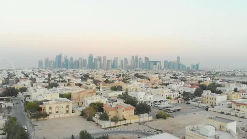 Aerial view Doha neighbourhood, Qatar. Stock Footage