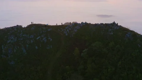 Aerial view of Doi Pha Mon misty mountain in morning Stock Footage 145429400