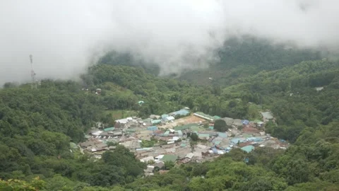 Aerial view from doi pui view point to the local village among the mountain.. Stock Footage 267019826