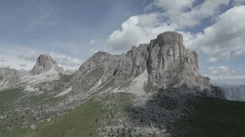 Aerial view of the Dolomites from Giau Pass, Cortina d'Ampezzo, Italy Stock Footage 291532553