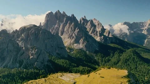 Aerial view of Dolomites mountain range, Veneto, Italy. Stock Footage 242314095