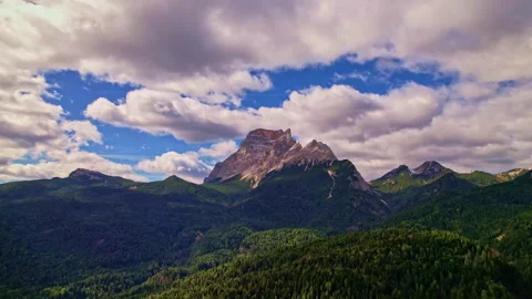 Aerial view of the Dolomites through the clouds Stock Footage 220602182