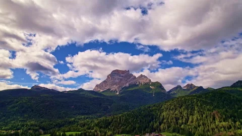 Aerial view of the Dolomites through the clouds Stock Footage 220602803