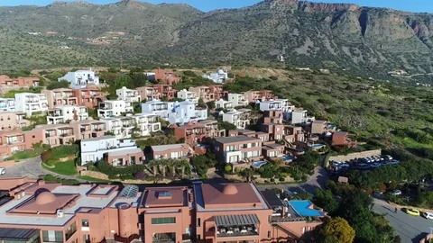 Aerial View of Domes of Elounda 스톡 동영상 82300287