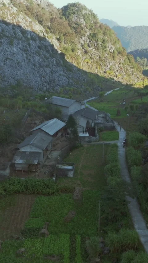 Aerial view of Dong Van Karst Plateau Geopark, Ha Giang,  Vietnam Video stock 329254795