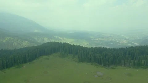 Aerial view of Doodhpathri, Budgam District, Kashmir Valley, Jammu and Kashmir Stock Footage 336745065