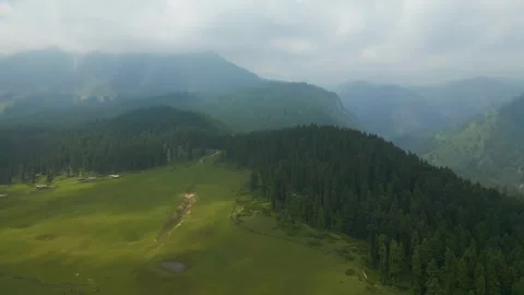 Aerial view of Doodhpathri, Budgam District, Kashmir Valley, Jammu and Kashmir Stock-Footage 336745239