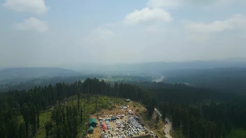 Aerial view of Doodhpathri, Budgam District, Kashmir Valley, Jammu and Kashmir Stock-Footage 336745369