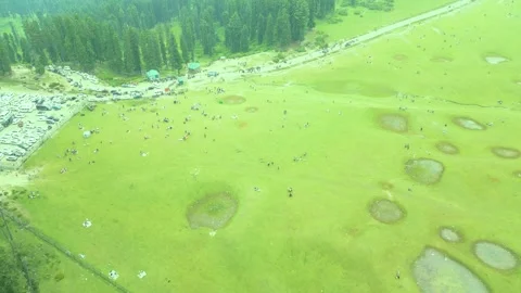 Aerial view of Doodhpathri, Budgam District, Kashmir Valley, Jammu and Kashmir Stock-Footage 336745414