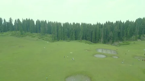 Aerial view of Doodhpathri, Budgam District, Kashmir Valley, Jammu and Kashmir Видео 336745446