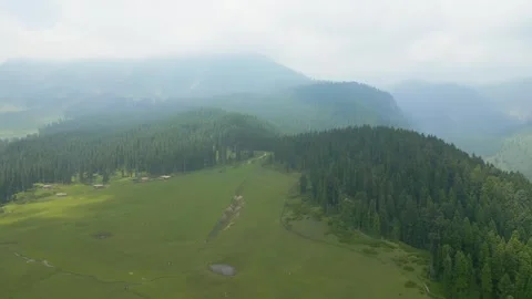 Aerial view of Doodhpathri, Budgam District, Kashmir Valley Stock Footage 340131204