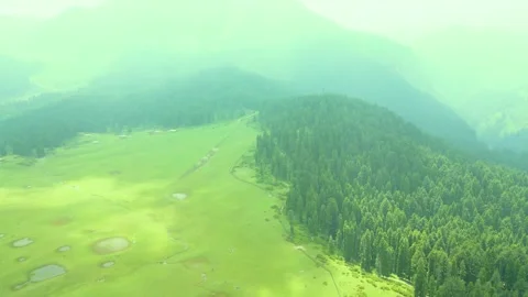 Aerial view of Doodhpathri, Budgam District, Kashmir Valley Stock Footage 340131478