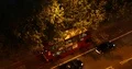 Aerial View of Double Decker Bus Arrive in Station London Public Transport Night 4k or 4k+ Resolution