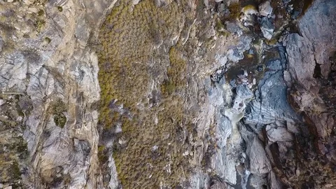 Aerial view of a double waterfall in the desert Stock Footage 71875737