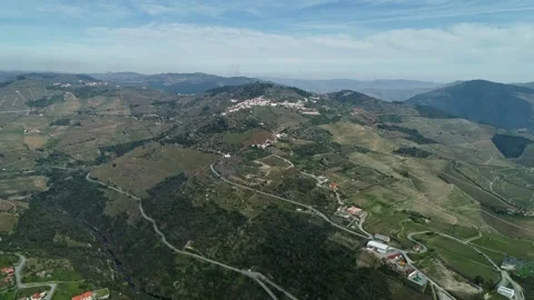 Aerial view of Douro River valley, Portugal. Stock Footage 345053739