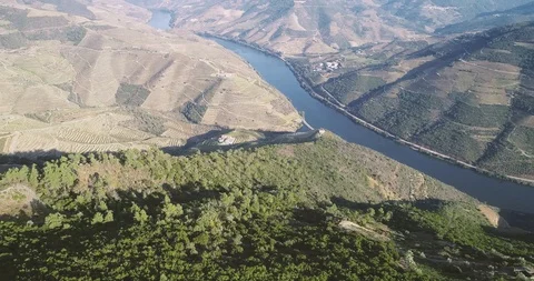 Aerial view of the Douro River. Viewpoint of Galafura, Peso da Regua. Portugal. Stock Footage 123650121
