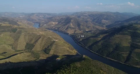 Aerial view of the Douro River. Viewpoint of Galafura, Peso da Regua. Portugal. Stock Footage 123709766