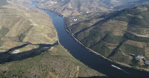Aerial view of the Douro River. Viewpoint of Galafura, Peso da Regua. Portugal. Stock Footage 123710999