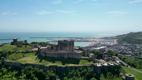 Aerial view of Dover Castle in Dover, United Kingdom. Stock Footage 340781271