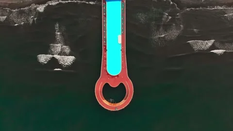 Aerial view down to vertical form fool surrounded by empty holdable chairs on Stock-Footage 147584880