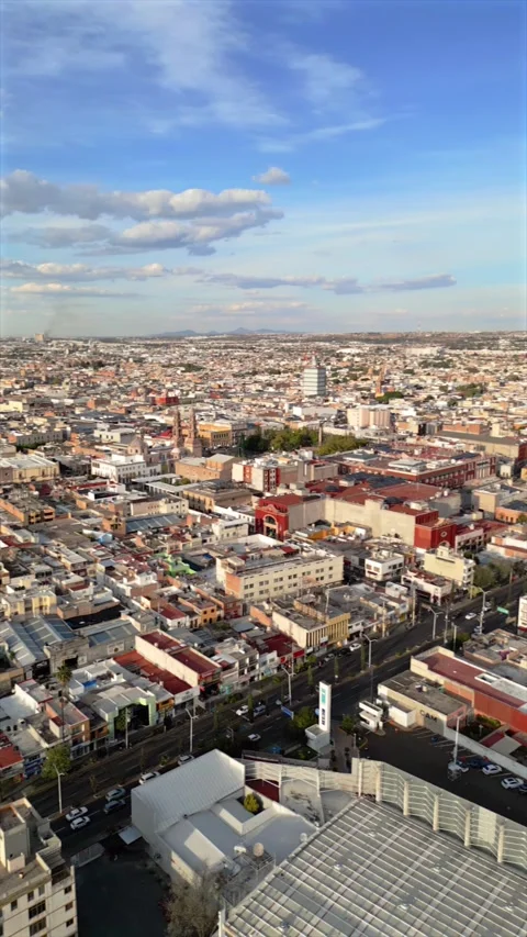 Aerial view of downtown Aguascalientes with cathedral and palace Video stock 342089712
