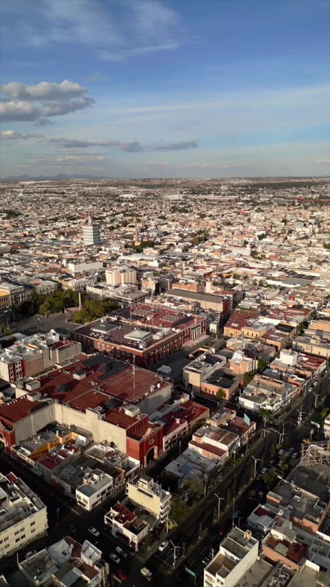 Aerial view of downtown Aguascalientes with historic landmarks Stock Footage 342089708