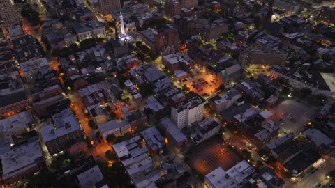 Aerial view of downtown Baltimore at night Stock Footage 345287852