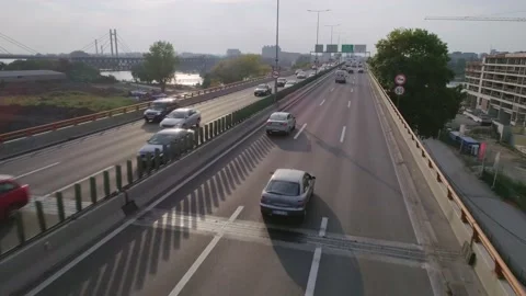 Aerial view of downtown Belgrade Stock Footage 226219081