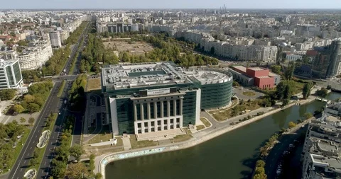 Aerial view of downtown Bucharest Stock Footage 96119746