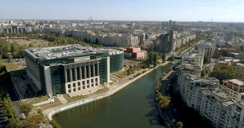 Aerial view of downtown Bucharest Stock Footage 96119755