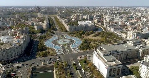 Aerial view of downtown Bucharest Stock Footage 96119762
