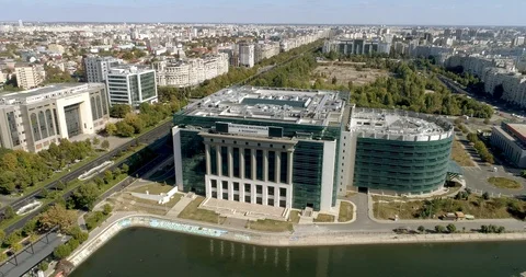 Aerial view of downtown Bucharest Stock Footage 96119895