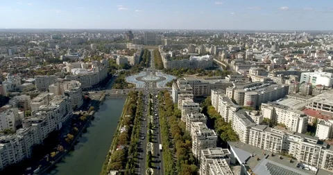 Aerial view of downtown Bucharest Stock Footage 96119955