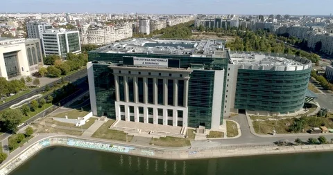 Aerial view of downtown Bucharest Stock Footage 96119996