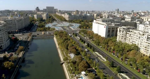 Aerial view of downtown Bucharest Stock Footage 96120162