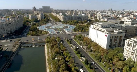 Aerial view of downtown Bucharest Stock Footage 96120201