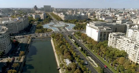 Aerial view of downtown Bucharest Stock Footage 96120207