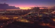 Aerial View Of Downtown Of City Of Los Angeles, Scenic Sunset. 4K Uhd. Stock Footage