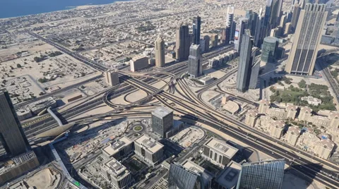 Aerial view of Downtown Dubai Stock Footage 37670166