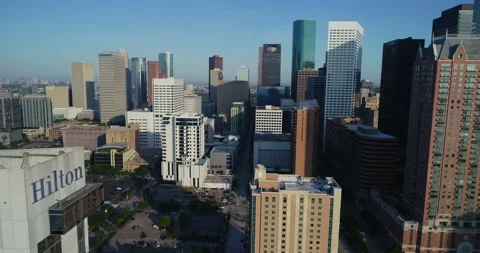 Aerial view of downtown Houston Stock Footage 150220105