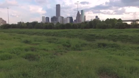 Aerial View of Downtown Houston Skyline Stock Footage