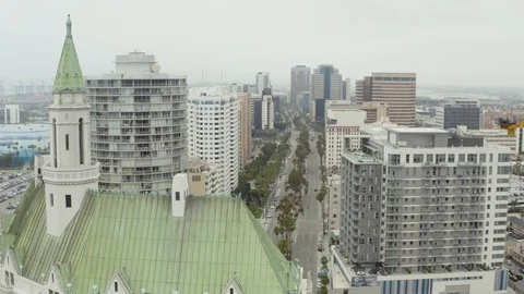 Aerial view of downtown in Long Beach, California Stock Footage 127838178