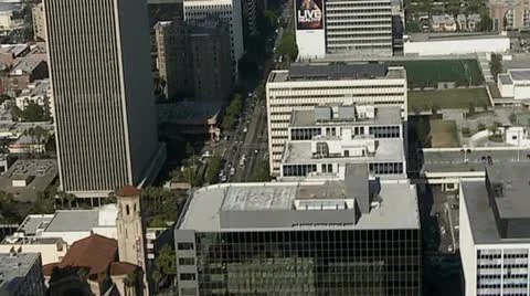 Aerial View of Downtown Los Angeles Suburbs California Stock Footage