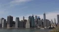 Aerial View Downtown Manhattan New York City Skyline Establishing Shot Sunny Day HD Footage