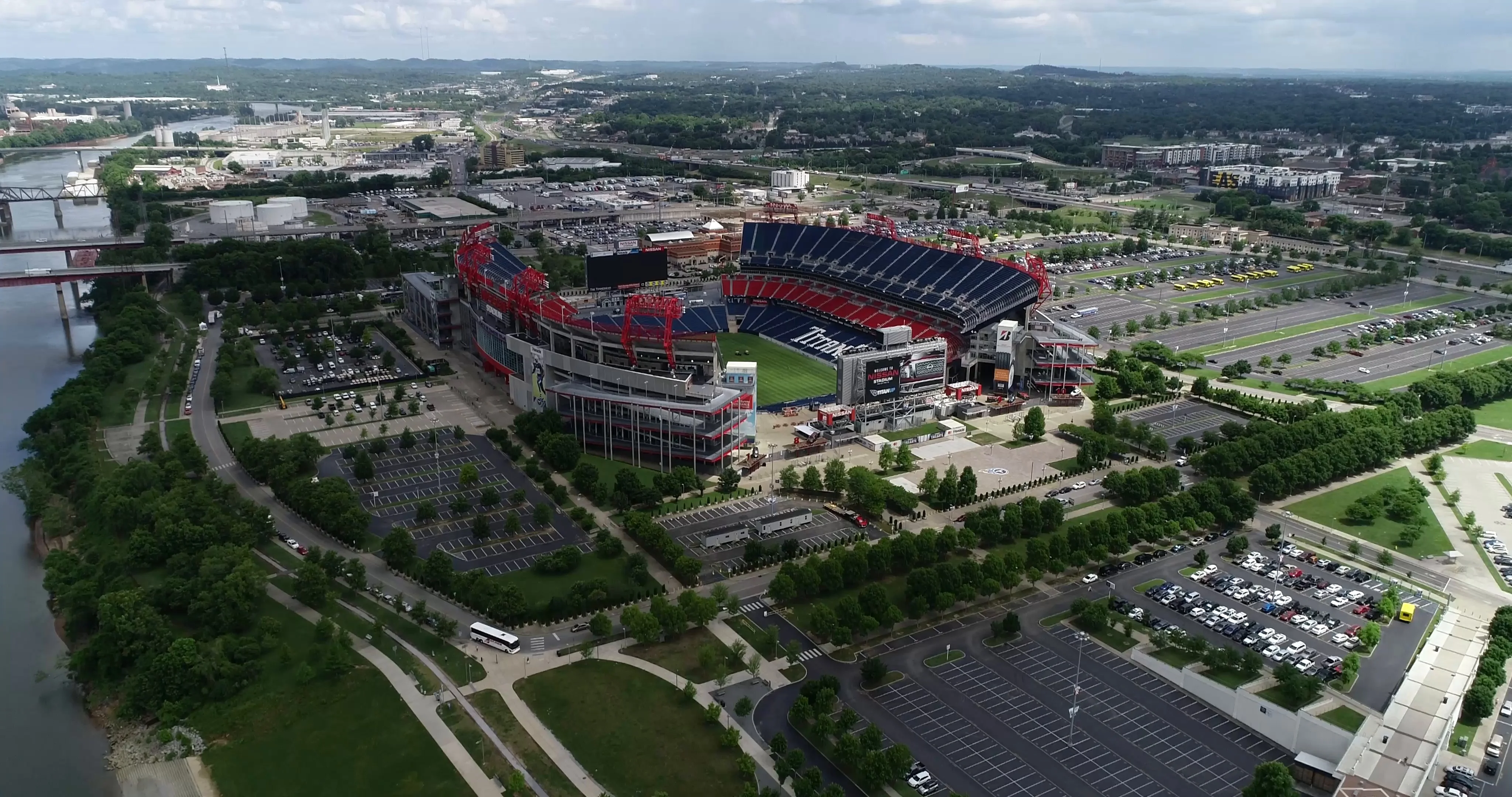 Drone video of Nissan Titans stadium, Na, Stock Video