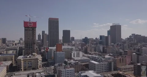 Aerial view of downtown with offices and residential buildings, Johannesburg, Stock Footage 127176830