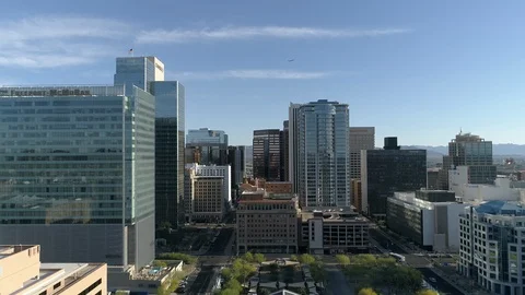 Aerial view of Downtown Phoenix Stock Footage 87143570