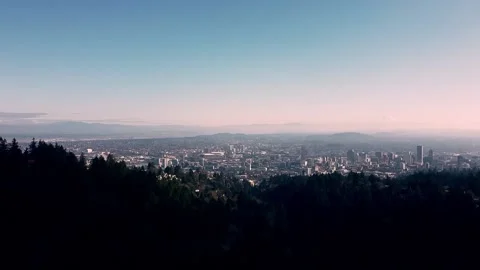 Aerial View of Downtown Portland Oregon and Mt. Hood| Drone Footage Stock Footage