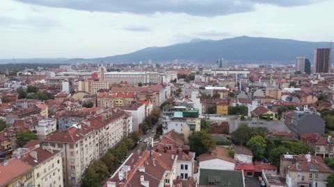 Aerial View of Downtown Sofia Bulgaria Buildings and Streets Vídeos de archivo 286332180